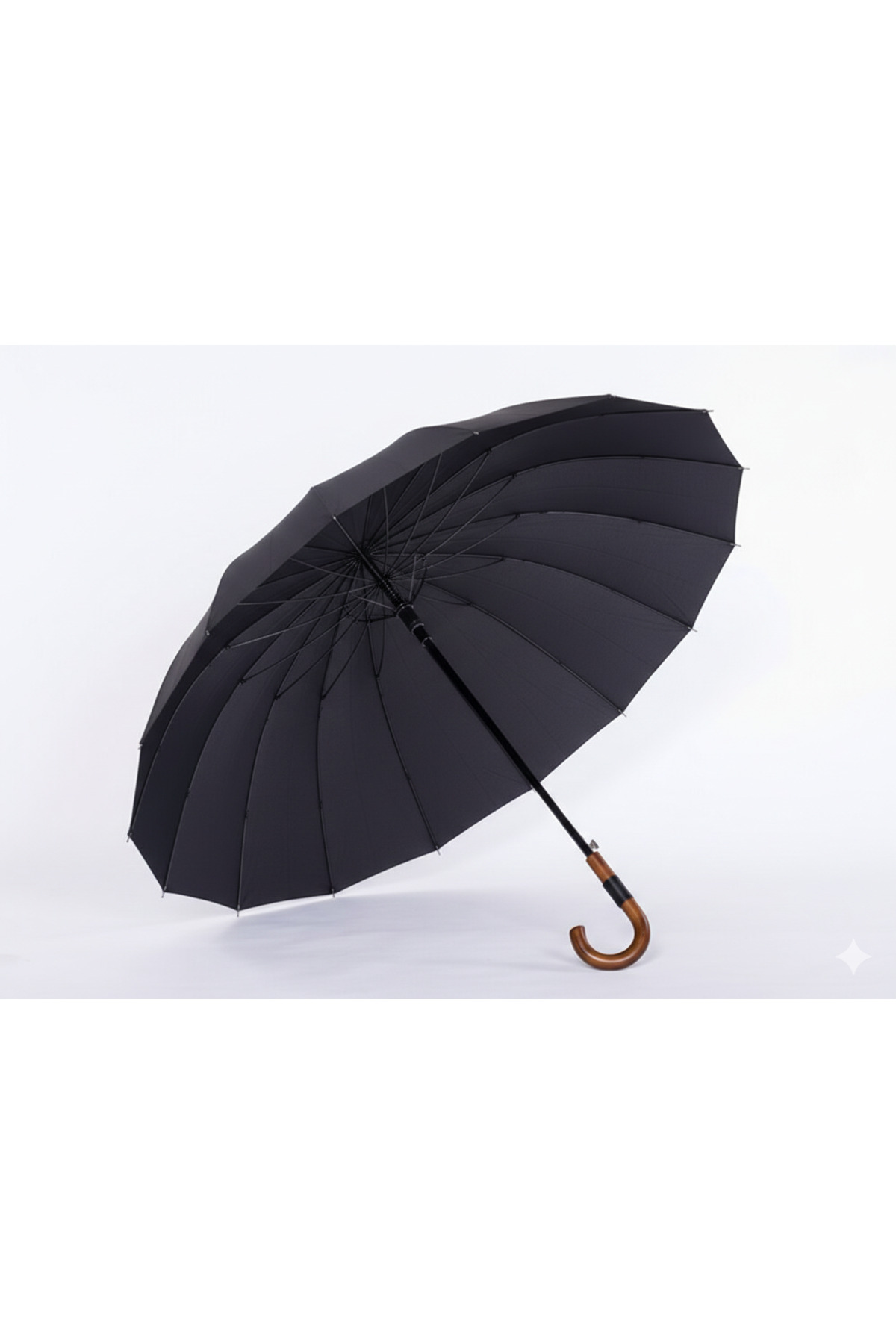 16 Telli Fiberglass İskelet Baston Şemsiye | 120 cm Çap - 98 cm Uzunluk | Rüzgar Dirençli Seri