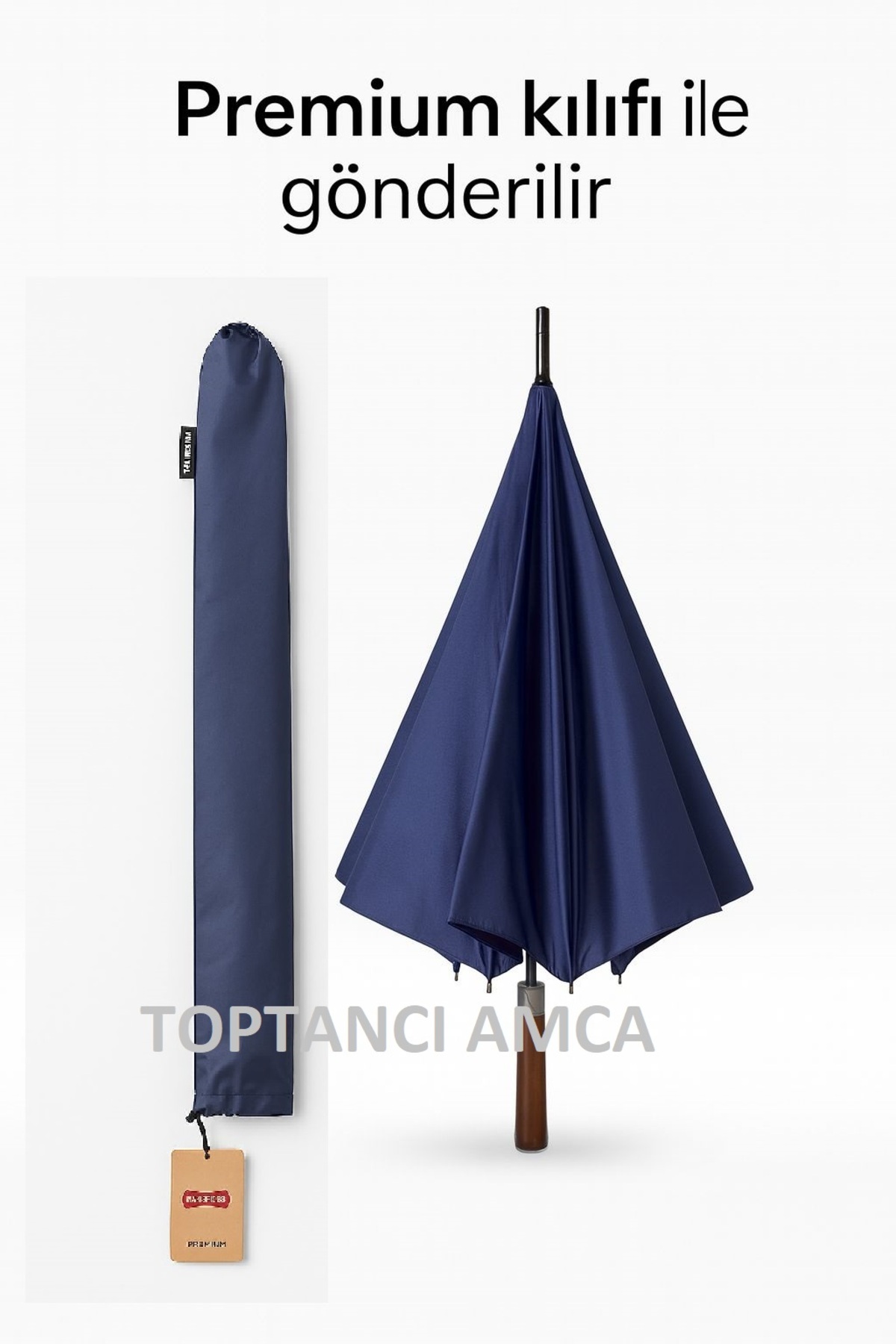 parachase Premium 8 Telli Boy Şemsiye – Rüzgar Dayanıklı, Çelik Gövdeli, Ahşap Saplı