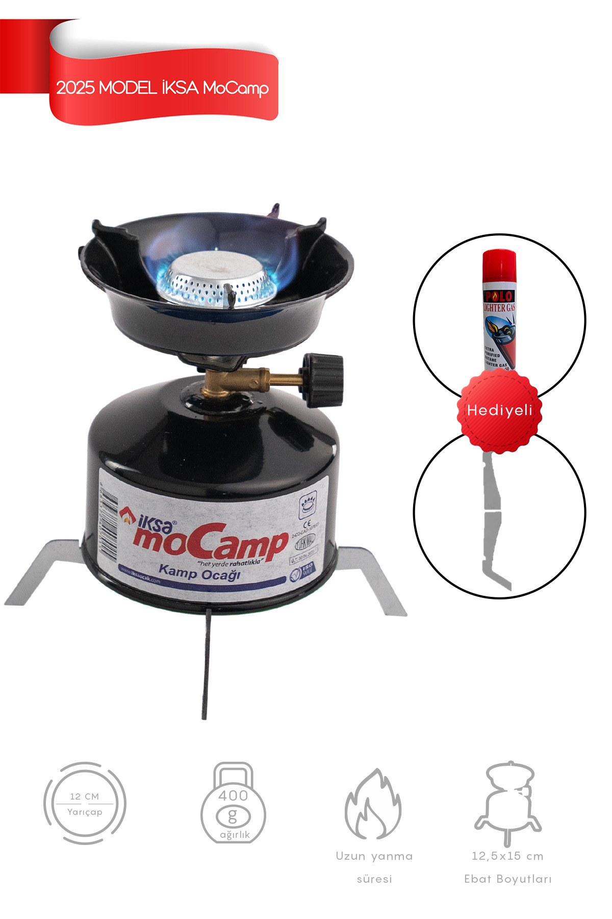 Mocamp Kamp Ocağı 2025 Model, 1 Tüp Gaz Hediyeli - Siyah