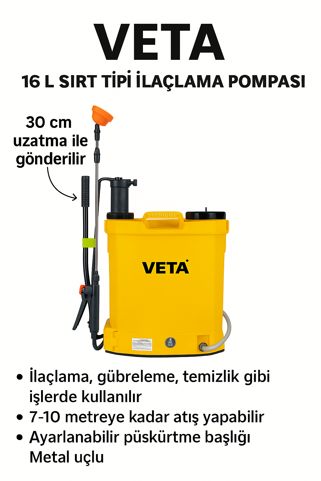 Veta 16T Kollu İlaç Pompası Mekanik 16 Lt