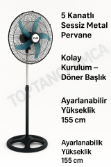CVS Dn 91022 18 Inç (45cm) Ayaklı Döner Başlıklı Zaman Ayarlı Vantilatör 5 Kanatlı Metal