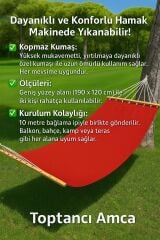 Kırmızı Çift Kişilik Kumaş Hamak Salıncak Pamuklu Branda Kumaşı bağlama ipli 300 kg 120 x 190 cm