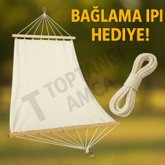 Hamak Çift Kişilik Kumaş Hamak Salıncak Pamuklu Branda Kumaşı bağlama ipli 300 kg 120 x 190 cm Beyaz