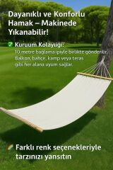 Hamak Çift Kişilik Kumaş Hamak Salıncak Pamuklu Branda Kumaşı bağlama ipli 300 kg 120 x 190 cm Beyaz