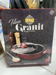 Taç Titan Granit Basık Tencere 28 cm