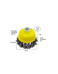 RTRMAX Çanak Tel Fırça Burgulu 65 mm RH22106