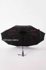 Toptancı Amca Deri Kılıflı Ahşap Sap Otomatik Fonksiyon Açma Kapama 10 Fiber Telli (Çift Telli) Kaliteli Şemsiye