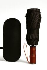 Toptancı Amca Deri Kılıflı Ahşap Sap Otomatik Fonksiyon Açma Kapama 10 Fiber Telli (Çift Telli) Kaliteli Şemsiye