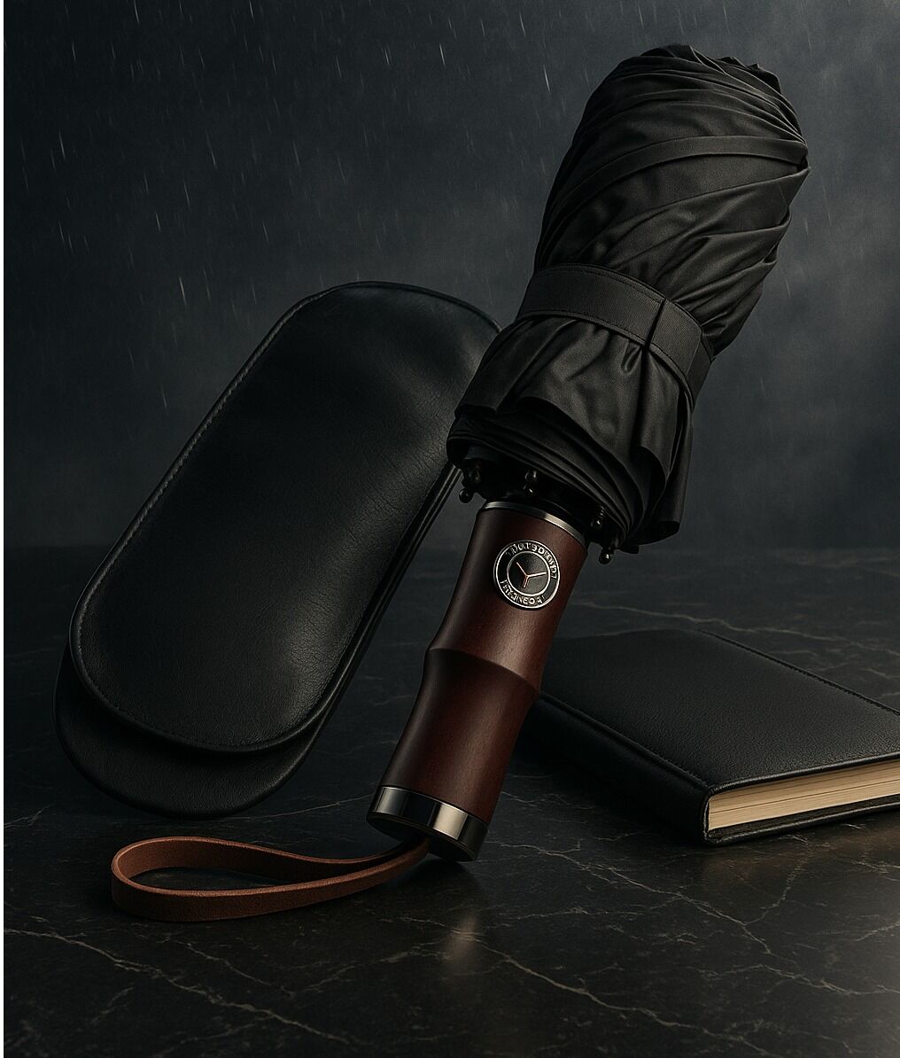 Toptancı Amca Deri Kılıflı Ahşap Sap Otomatik Fonksiyon Açma Kapama 10 Fiber Telli (Çift Telli) Kaliteli Şemsiye