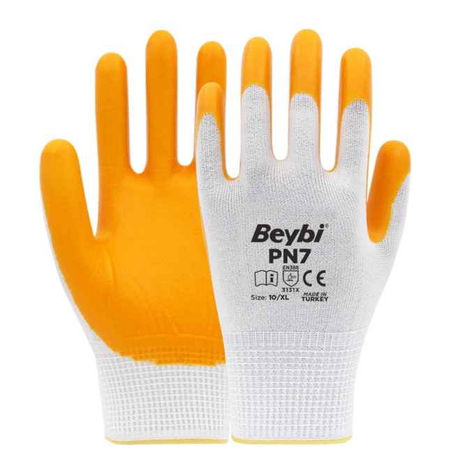 BEYBİ ELDİVEN NİTRİL POLY BEYAZ SARI PN7  NO:9