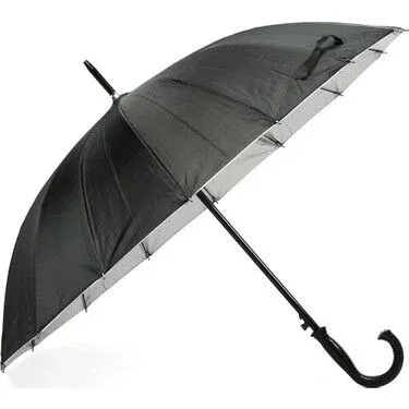 Toptan Şemsiye Unisex Baston Şemsiye 16 Telli Siyah 10 Adet