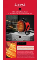 Elektrikli, Fan Isıtıcılı Soba - 3000W, 45° Dönebilen,3 Modlu - 27x17x28.5 cm