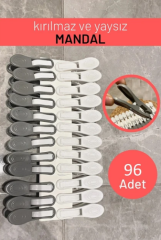 Mandal İz Yapmaz Kırılmaz Paslanmaz Yaysız Çamaşır Mandalı Süper Güçlü (96 Adet)