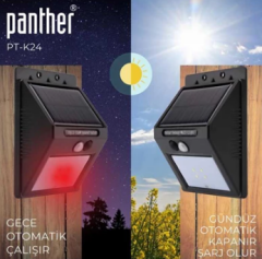 PANTHER SOLAR SENSÖRLÜ KIRMIZI FLAŞÖR SOKAK LAMBASI PT-K24