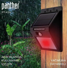 PANTHER SOLAR SENSÖRLÜ KIRMIZI FLAŞÖR SOKAK LAMBASI PT-K24